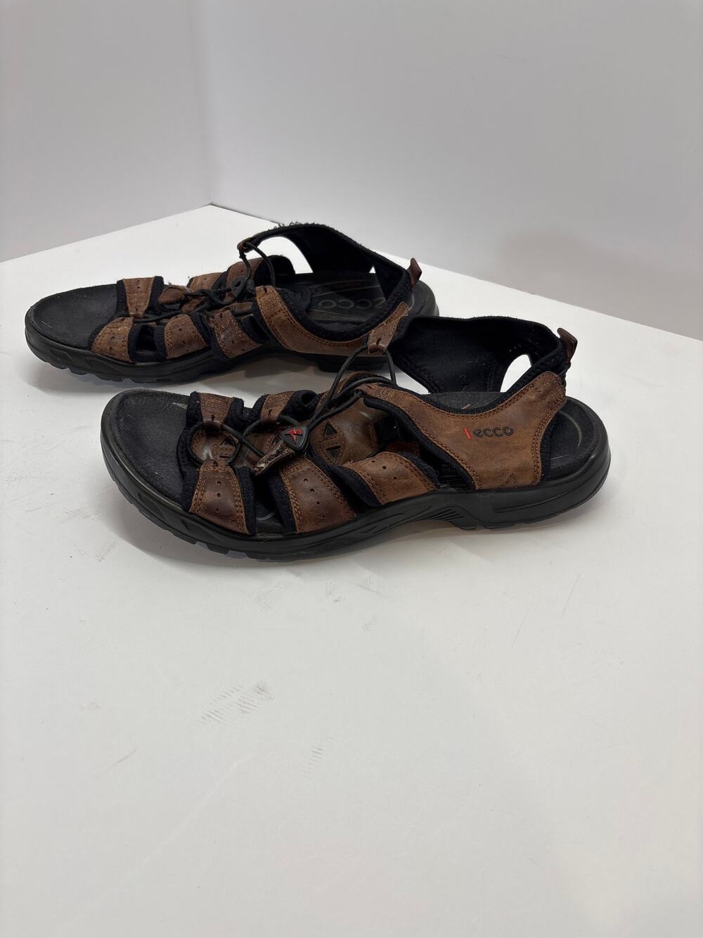 ECCO Men’s Leather Sport Sandals EU 45 Brown Black Outdoor Hiking Walking